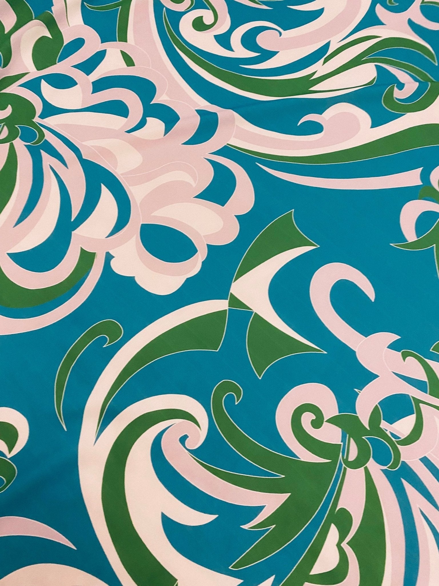 Paisley Pattern Fabric, Blue Green Silky crepe Fabric - Whotex