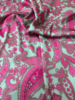 Paisley Pattern Fabric, Pink and Mint Green Fabric - Whotex Online Fabric Store