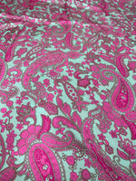 Paisley Pattern Fabric, Pink and Mint Green Fabric - Whotex Online Fabric Store