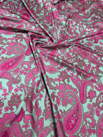 Paisley Pattern Fabric, Pink and Mint Green Fabric - Whotex Online Fabric Store