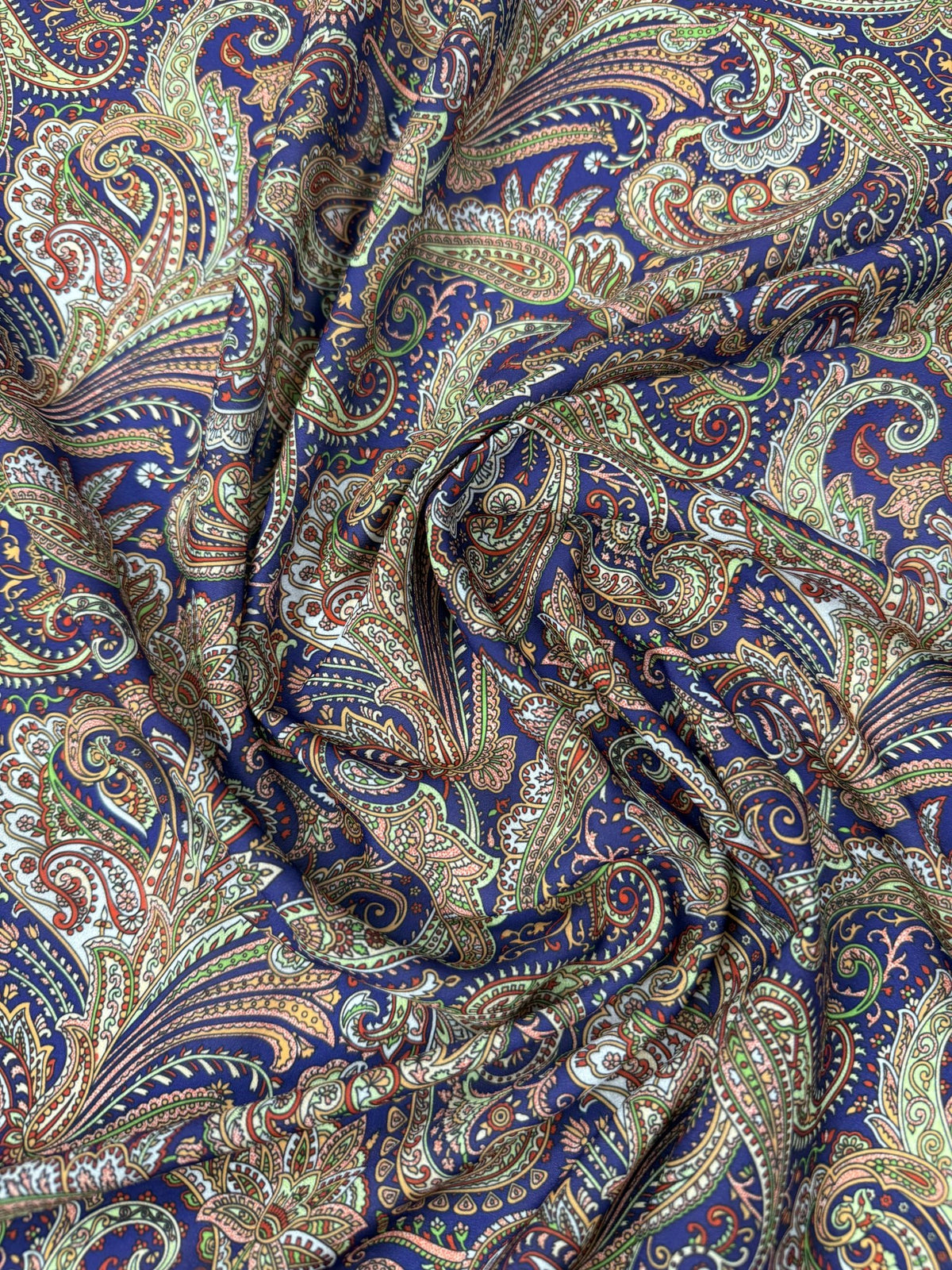 Paisley Print Moss Crepe Fabric by the Metre - Whotex Fabrics London