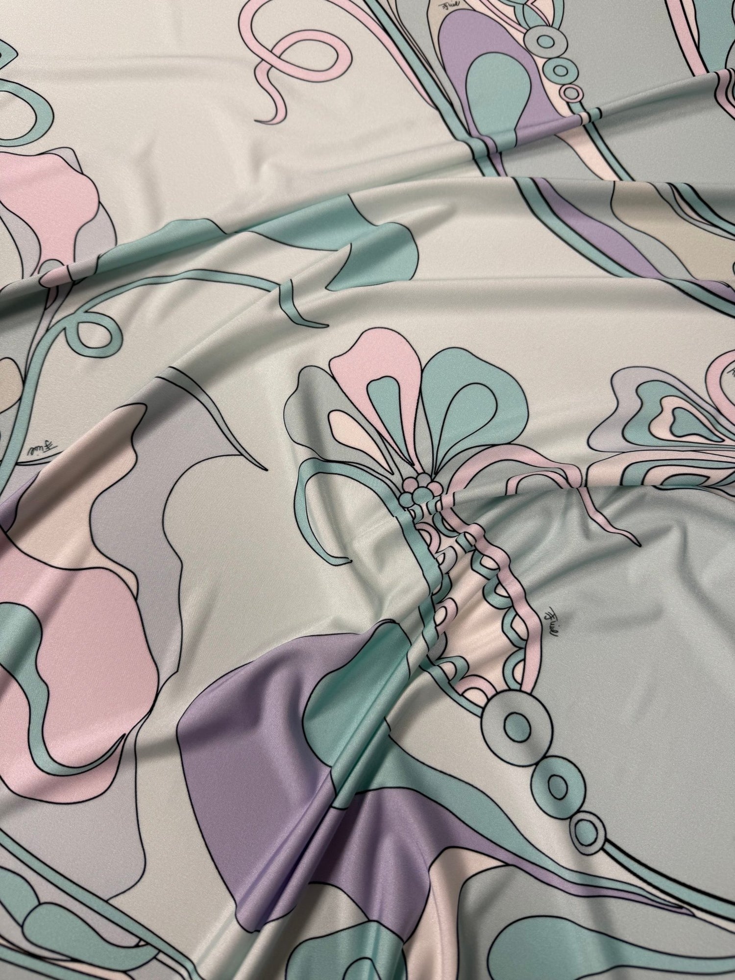 Pastel Abstract Floral Spandex Fabric by the Metre - Whotex Fabrics London