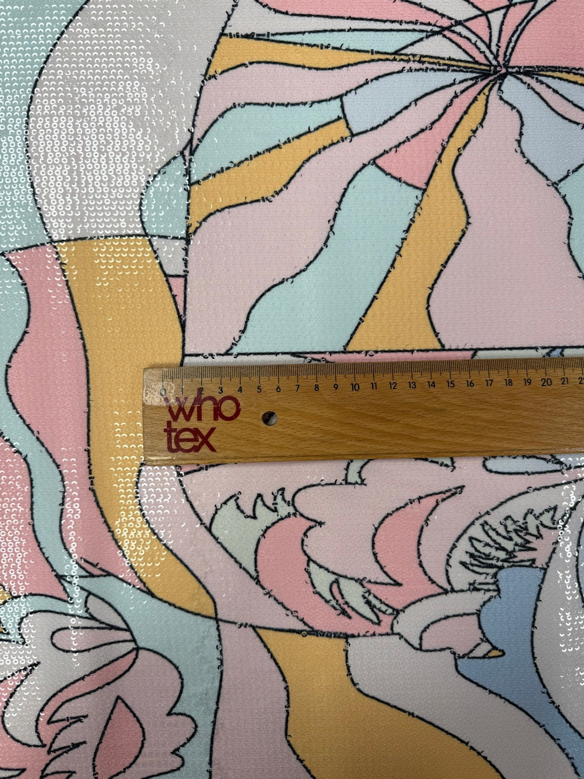 Pastel Abstract Sequin Fabric by the Metre - Whotex Fabrics London