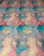 Pastel Marble Effect Fabric with Gold Veins | Fabric by Metre - Whotex Fabrics London