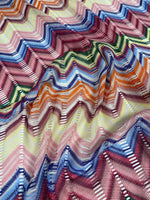 Pastel Multicolor Chevron Mesh Fabric - Soft Zigzag Pattern - Whotex Online Fabric Store