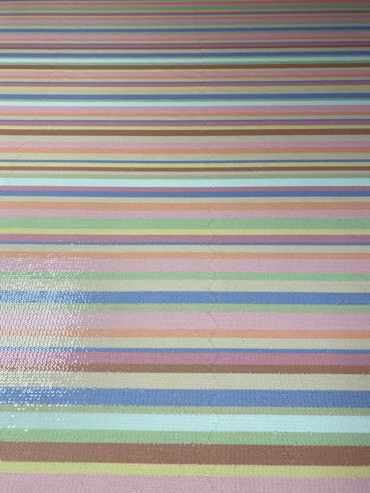 Pastel Multicolour Stripe Sequin Fabric by the Metre - Whotex Fabrics London