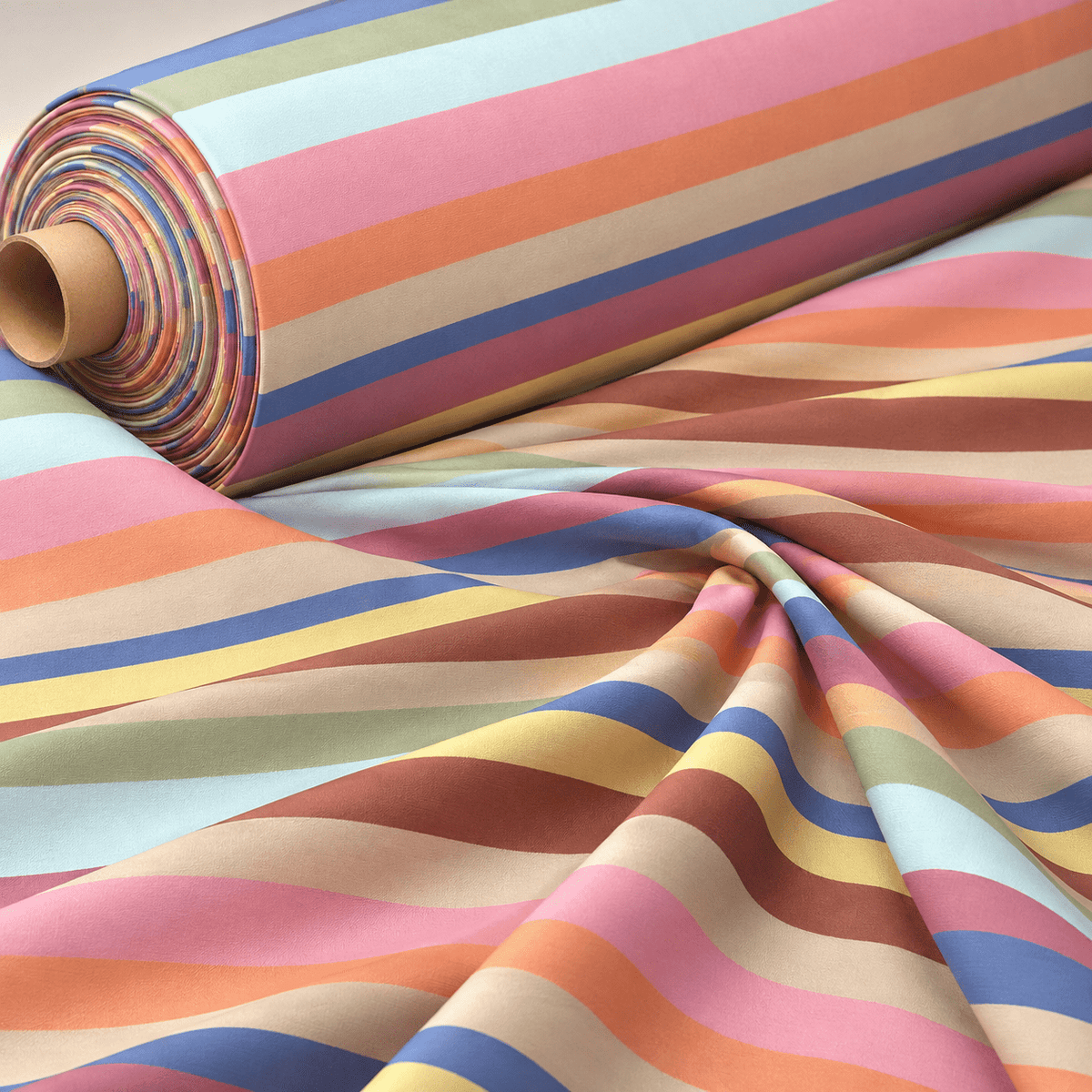 Pastel Multicolour Striped Fabric by the Metre - Whotex Fabrics London