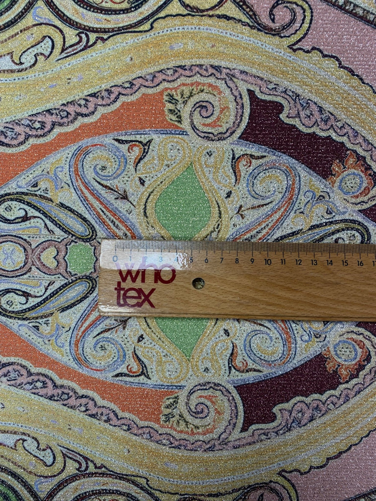 Pastel Paisley Lurex Fabric by the Metre - Whotex Fabrics London