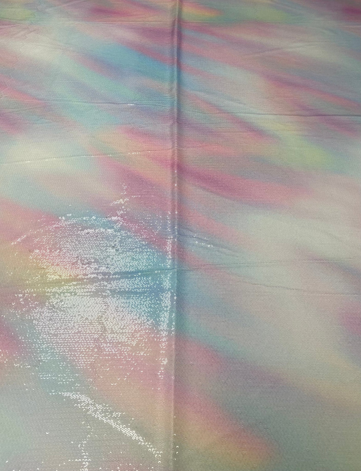 Pastel Rainbow Gradient Print sequin Fabric by the Metre - Whotex Fabrics London