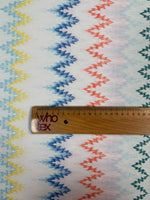 Pastel Rainbow Zigzag Power Mesh Fabric by the Metre - Whotex Fabrics London