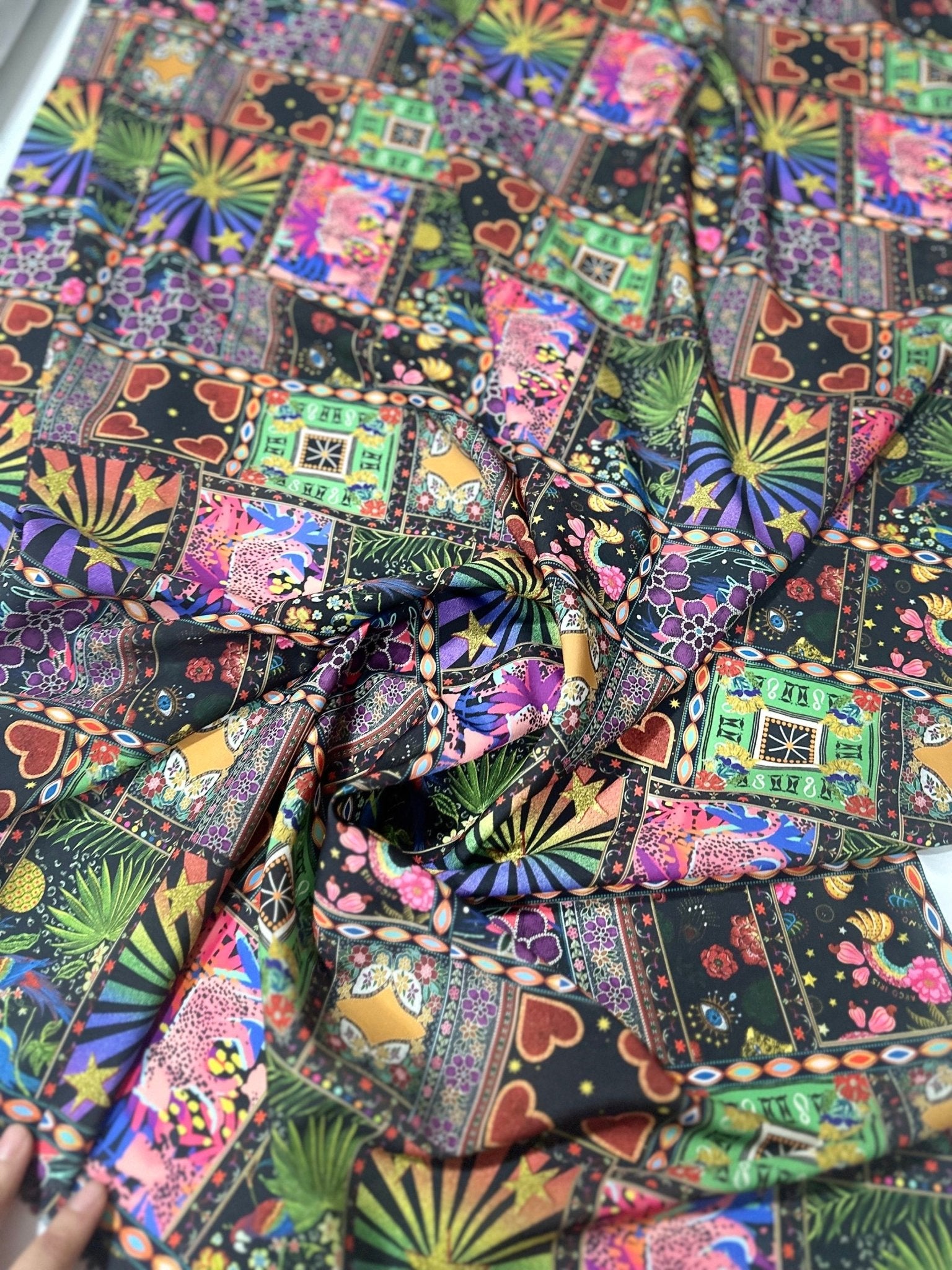 Patchwork Pattern Crepe Fabric - Whotex