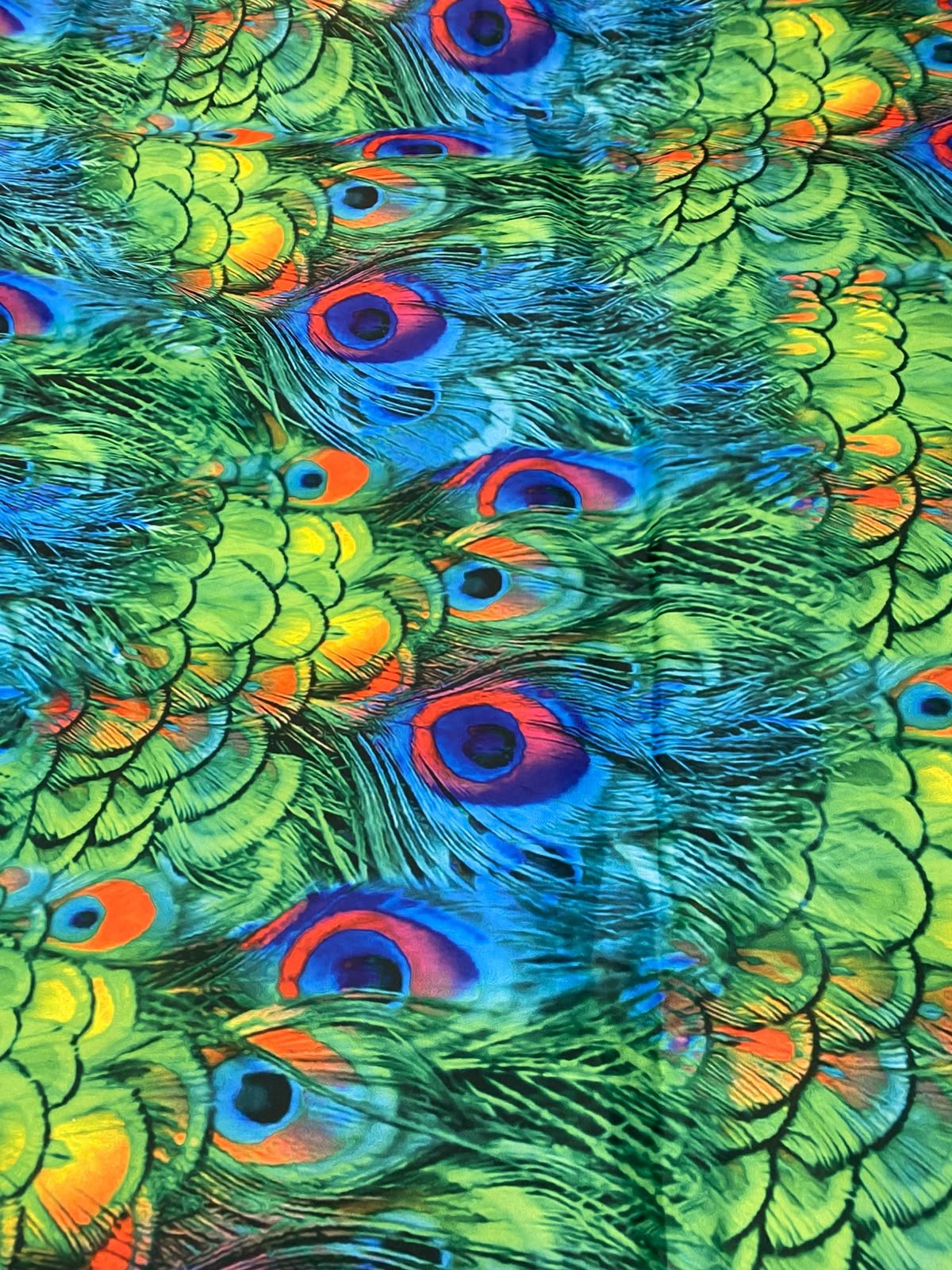 Peacock Feather Moss Crepe Fabric by the Metre - Whotex Fabrics London
