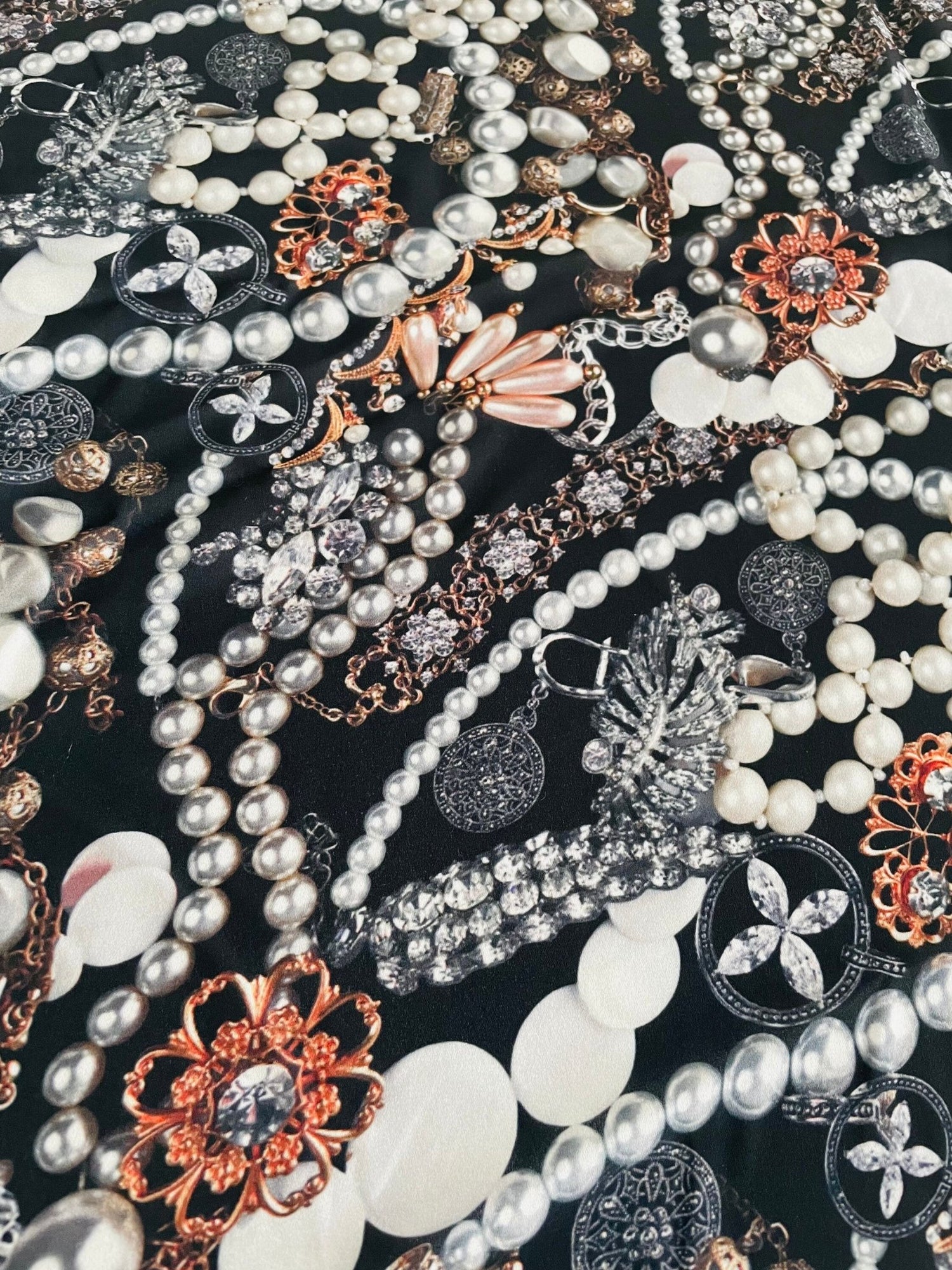 Pearl Pattern Black Jewerly Fabric - Whotex Online Fabric Store