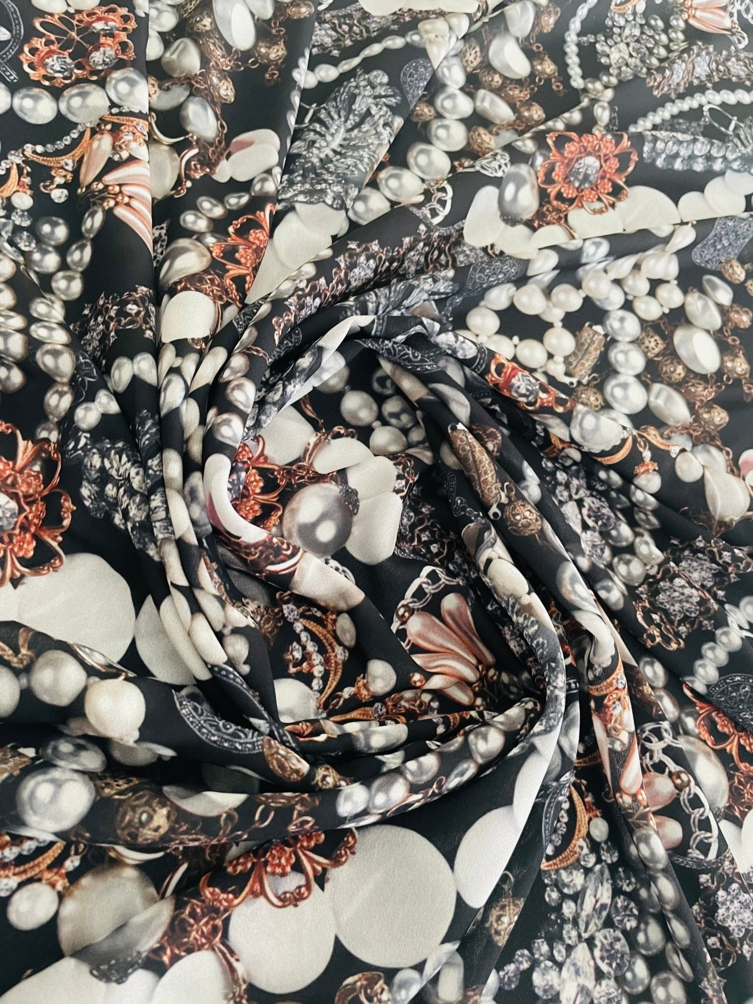 Pearl Pattern Black Jewerly Fabric - Whotex Online Fabric Store
