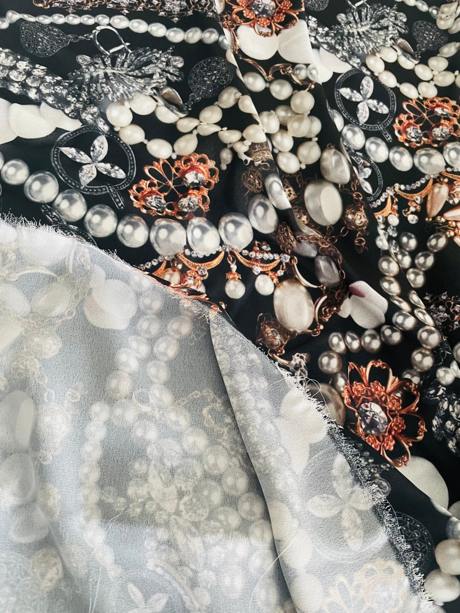 Pearl Pattern Black Jewerly Fabric - Whotex Online Fabric Store