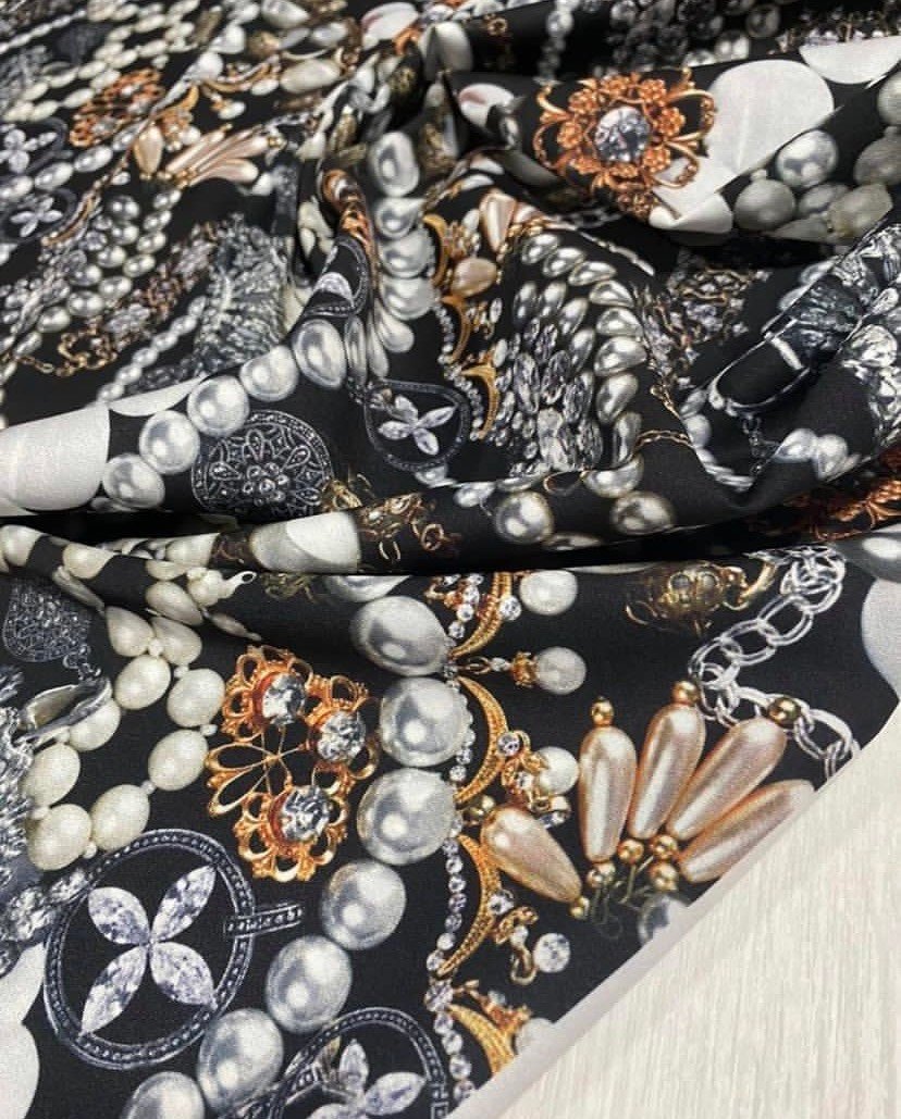Pearl Pattern Black Jewerly Fabric - Whotex Online Fabric Store