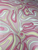 Pink and Yellow Psychedelic Sequin Fabric by the Metre - Whotex Fabrics London