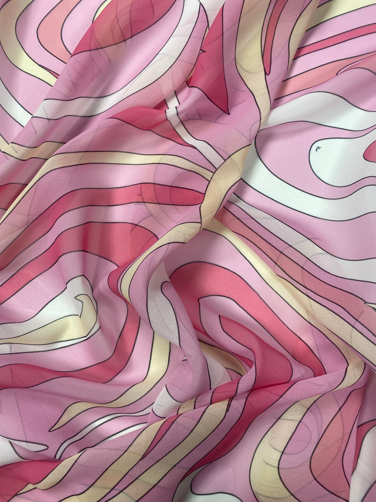 Pink and Yellow Psychedelic Swirl Fabric – Fabric by Metre, Multiple Options for Sewing & Dressmaking - Whotex Fabrics London