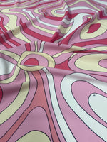 Pink and Yellow Psychedelic Swirl Print Fabric - Whotex Online Fabric Store
