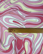 Pink and Yellow Psychedelic Swirl Print Fabric - Whotex Online Fabric Store
