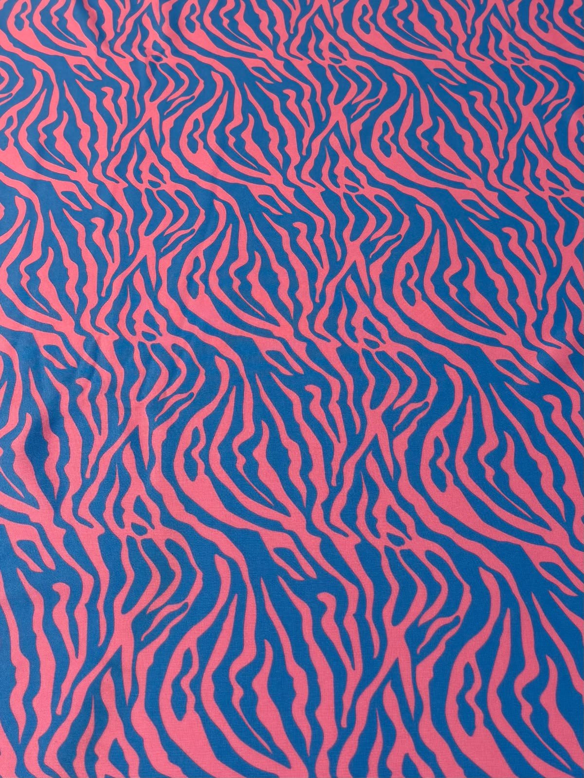 Pink & Blue Zebra Spandex Fabric by the Metre - Whotex Fabrics London