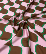 Pink Brown Wave Pattern Vintage Fabric by Metre - Whotex Fabrics London