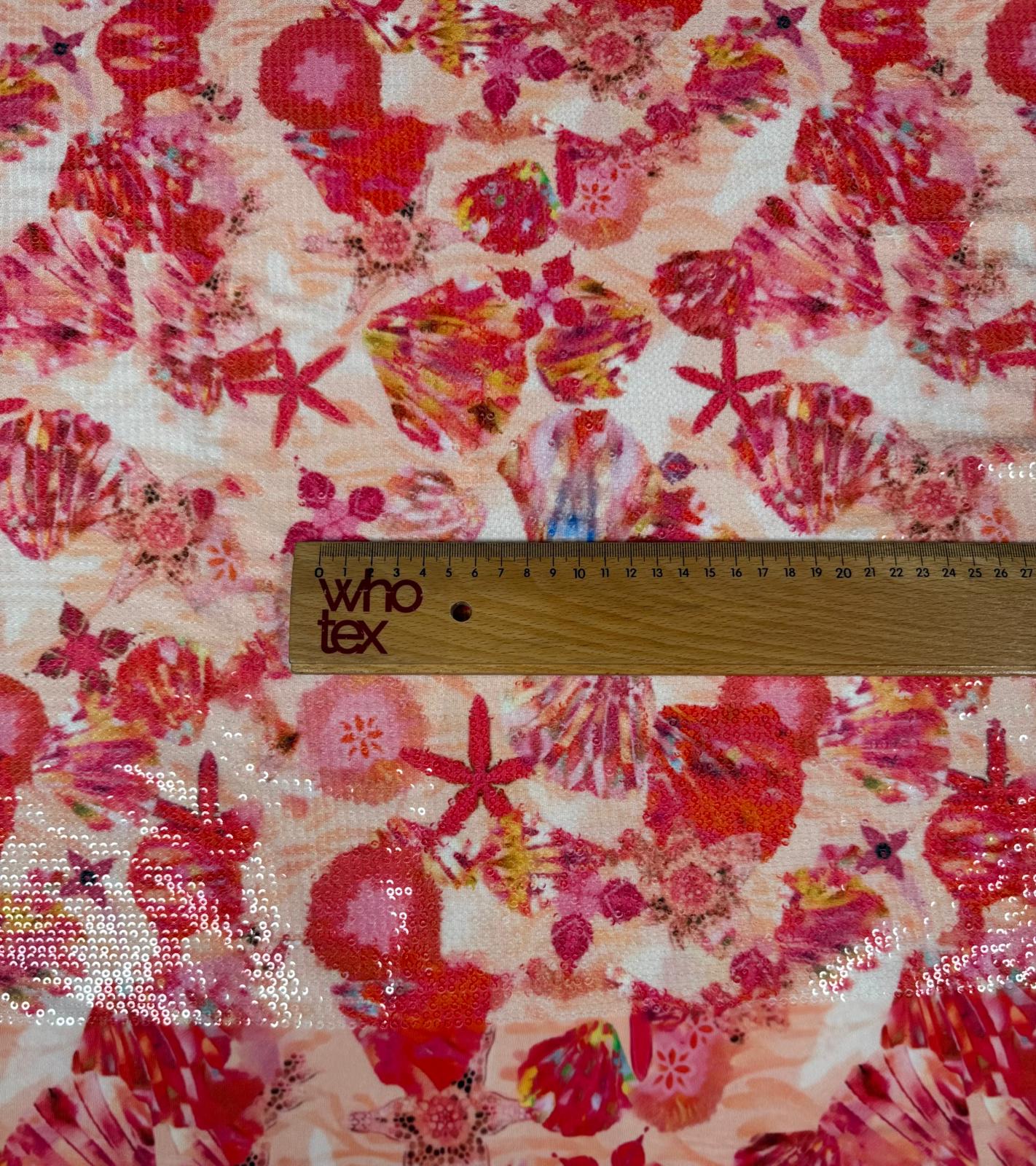 Pink Floral Sequin Fabric for Summer Dresses - Whotex Fabrics London