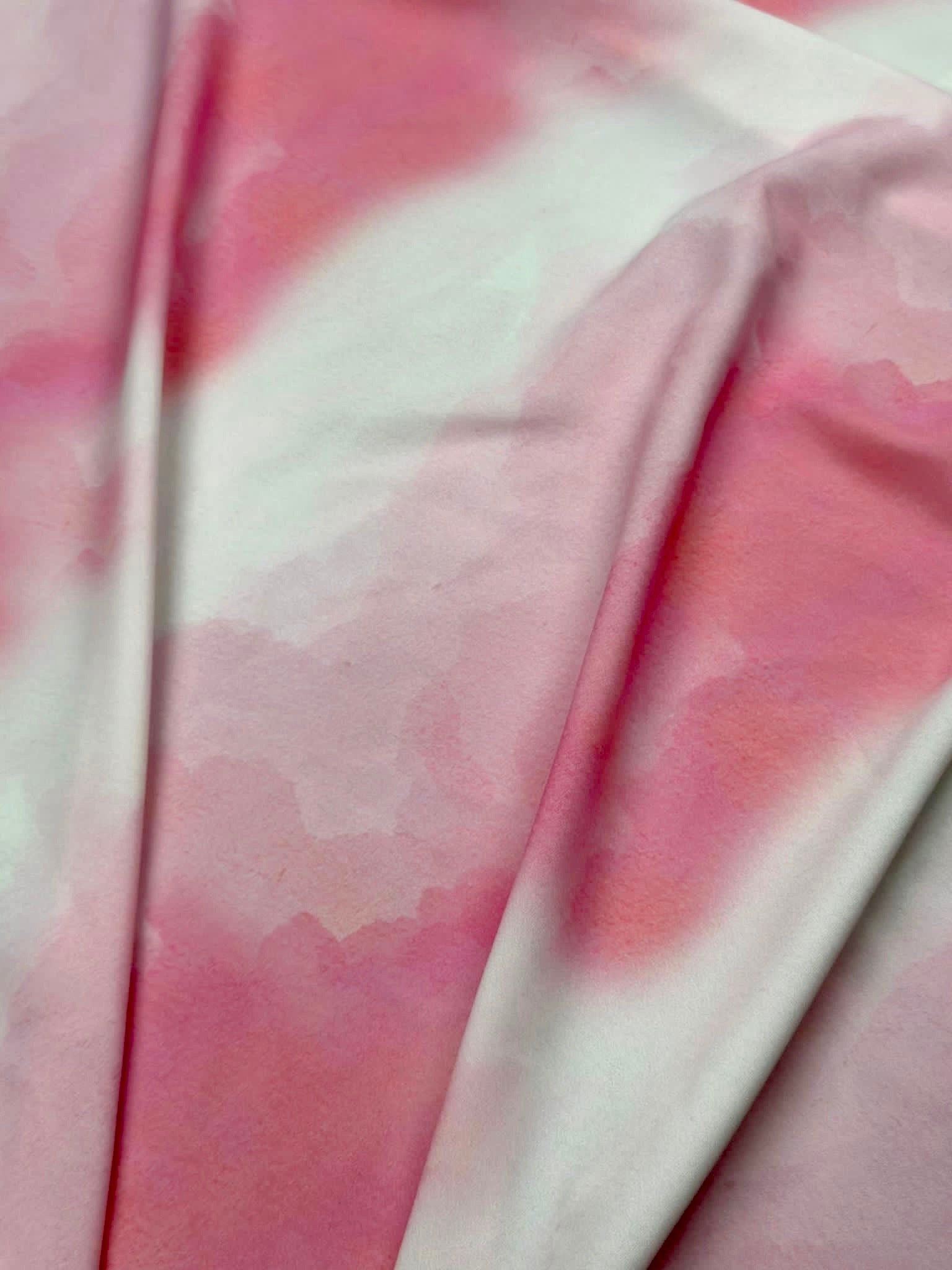 Pink Ombre Pattern Silky Satin Fabric, Sugar Pink Sky Pattern Fabric, - Whotex