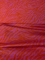 Pink Orange Zebra Lurex Fabric by the Metre - Whotex Fabrics London