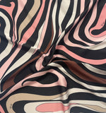 Pink Retro Swirl Fabric – Abstract 70s Style Pattern by the Metre - Whotex Fabrics London
