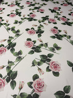 Pink Rose Crepe Fabric by the Metre - Whotex Fabrics London