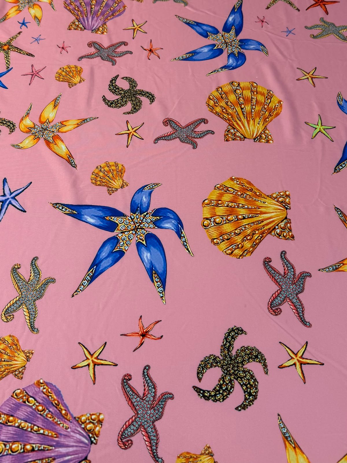 Pink Seashell Spandex Fabric by the Metre - Whotex Fabrics London