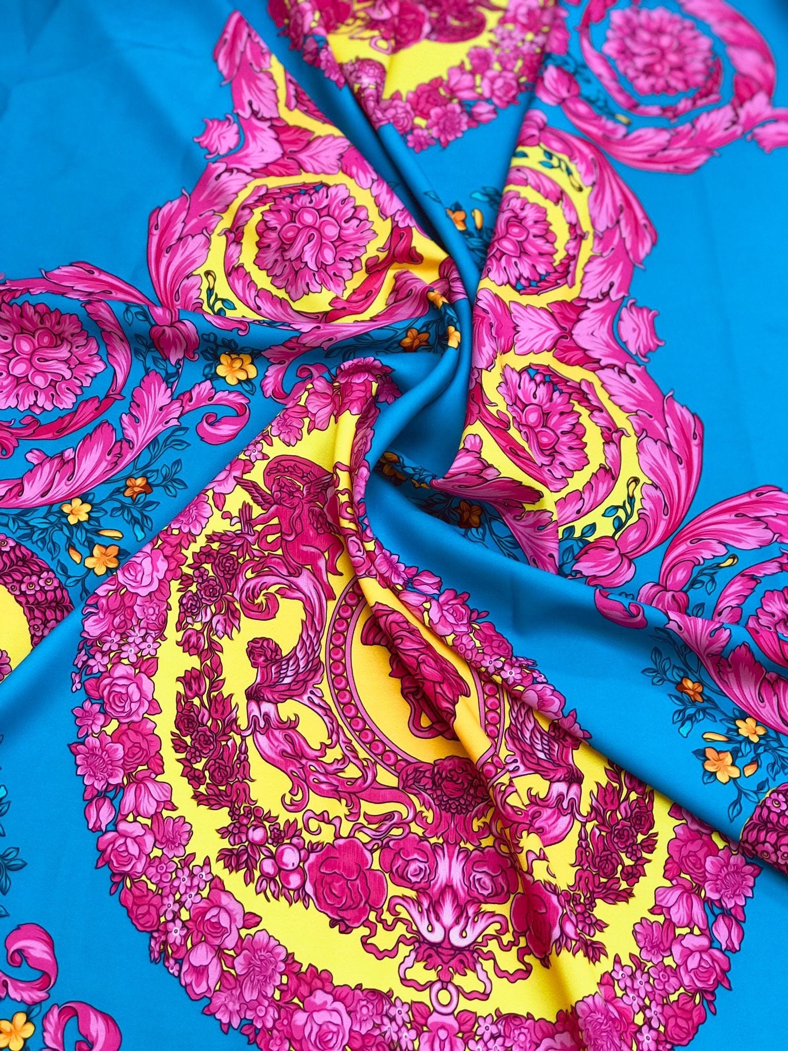Pink Silky Fabric ,Baroque Pattern Fabric , Crown Baroque pattern, by the yard - Whotex Online Fabric Store