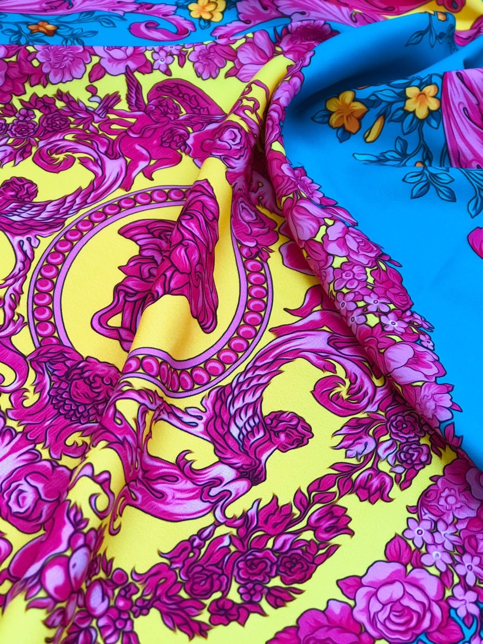 Pink Silky Fabric ,Baroque Pattern Fabric , Crown Baroque pattern, by the yard - Whotex Online Fabric Store