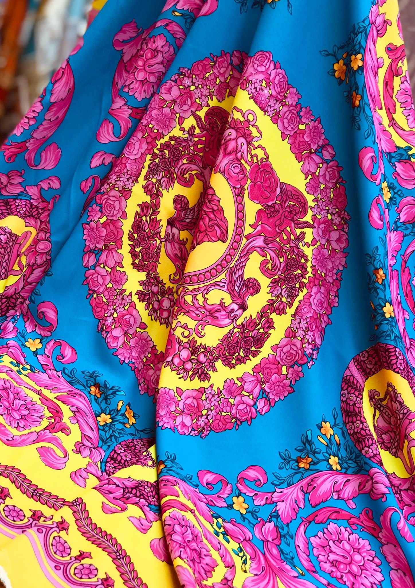 Pink Silky Fabric ,Baroque Pattern Fabric , Crown Baroque pattern, by the yard - Whotex Online Fabric Store