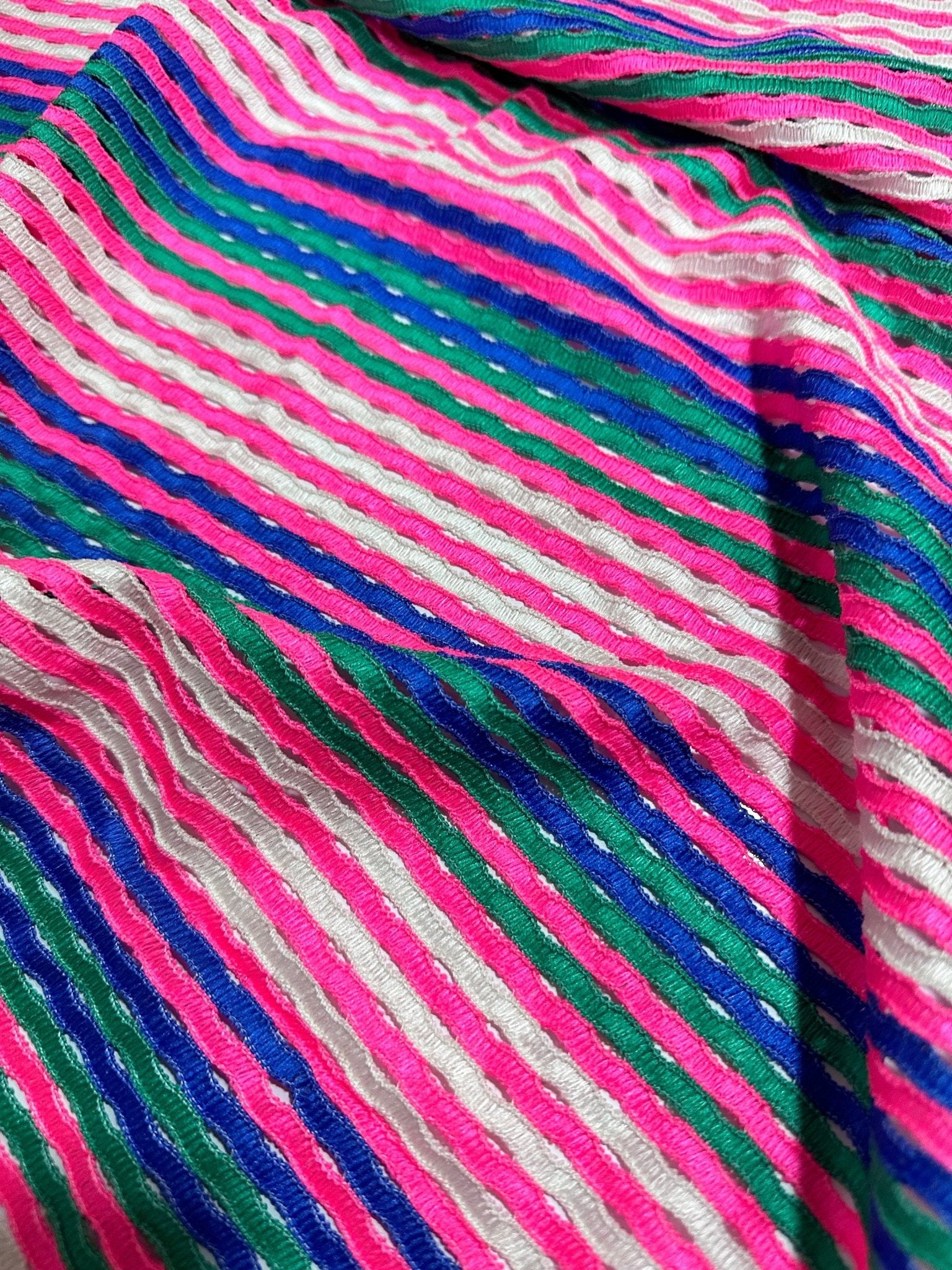 Pink Striped Knit Jersey fabric,Luxury Fabric, italian zigzag, dress, pareo, shirt, craft, blouse - Whotex