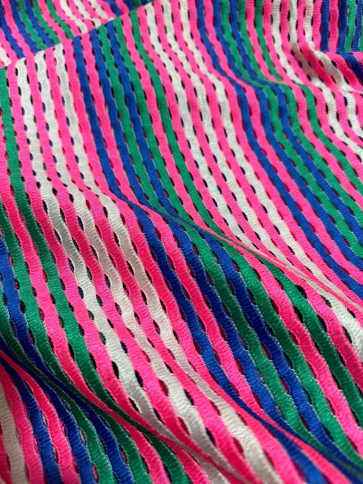 Pink Striped Knit Jersey fabric,Luxury Fabric, italian zigzag, dress, pareo, shirt, craft, blouse - Whotex