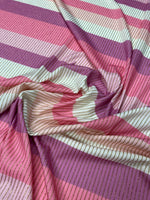 Pink Striped Shimmer Lurex Fabric by the Metre - Whotex Fabrics London