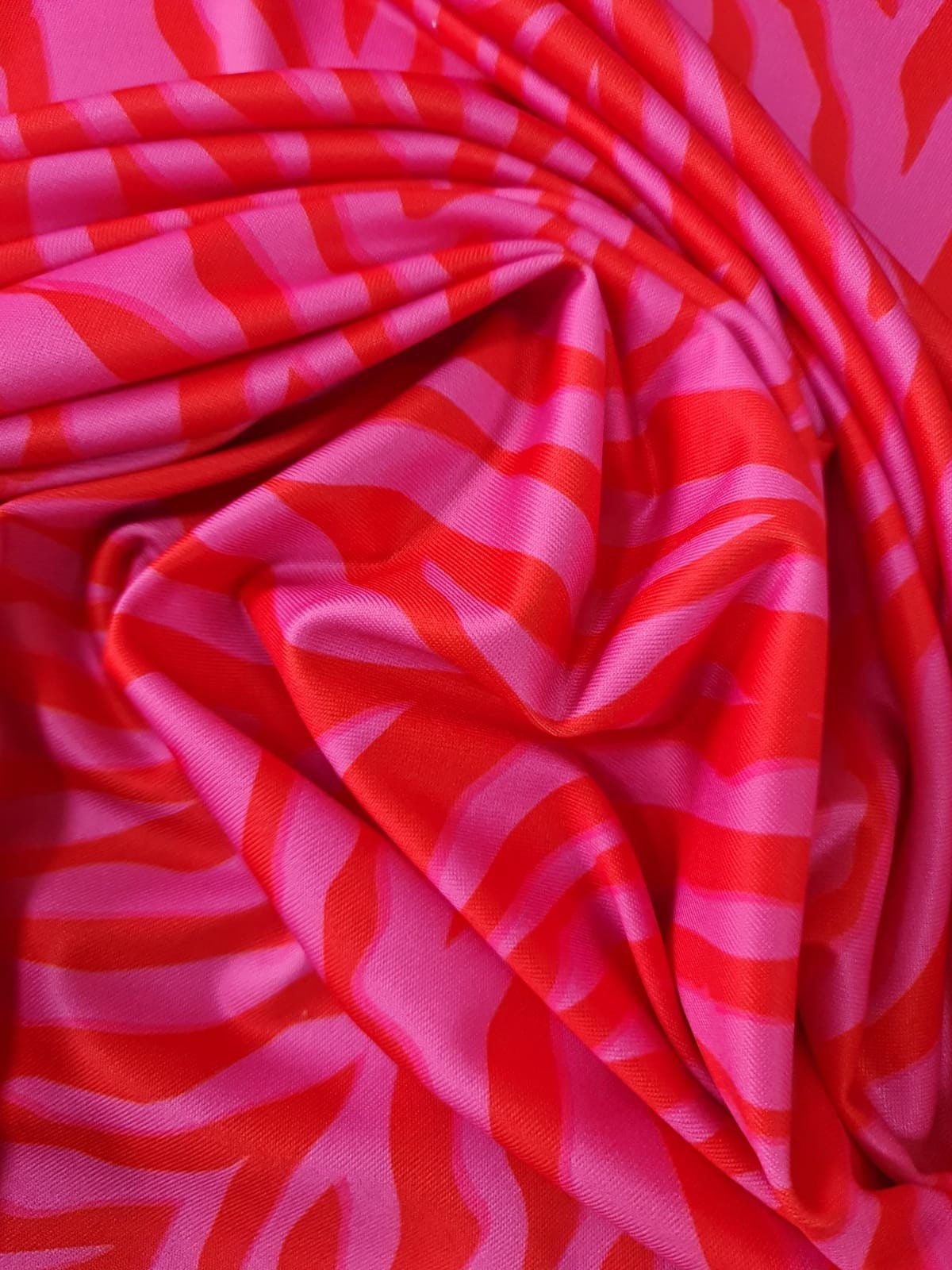 Pink Tiger Pattern Fabric, spandex 4 - way stretch fabric, Red pink striped fabric - Whotex