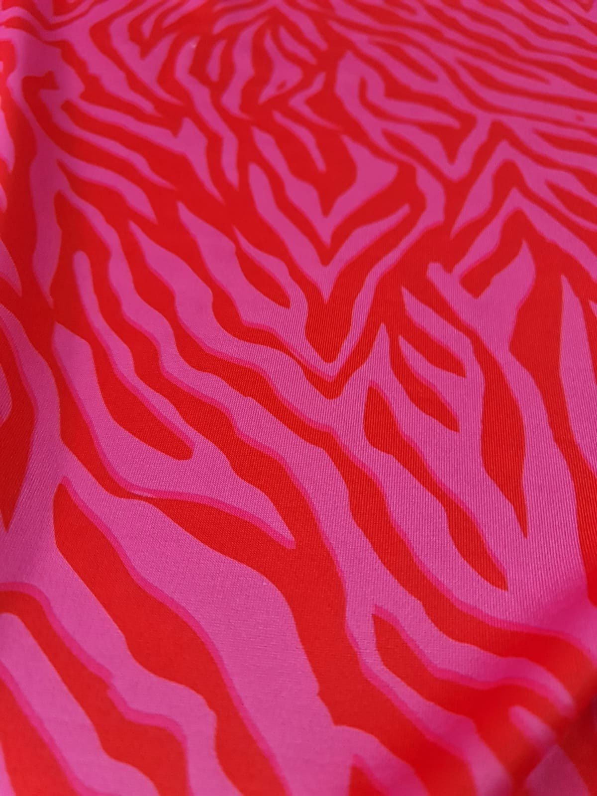 Pink Tiger Pattern Fabric, spandex 4 - way stretch fabric, Red pink striped fabric - Whotex