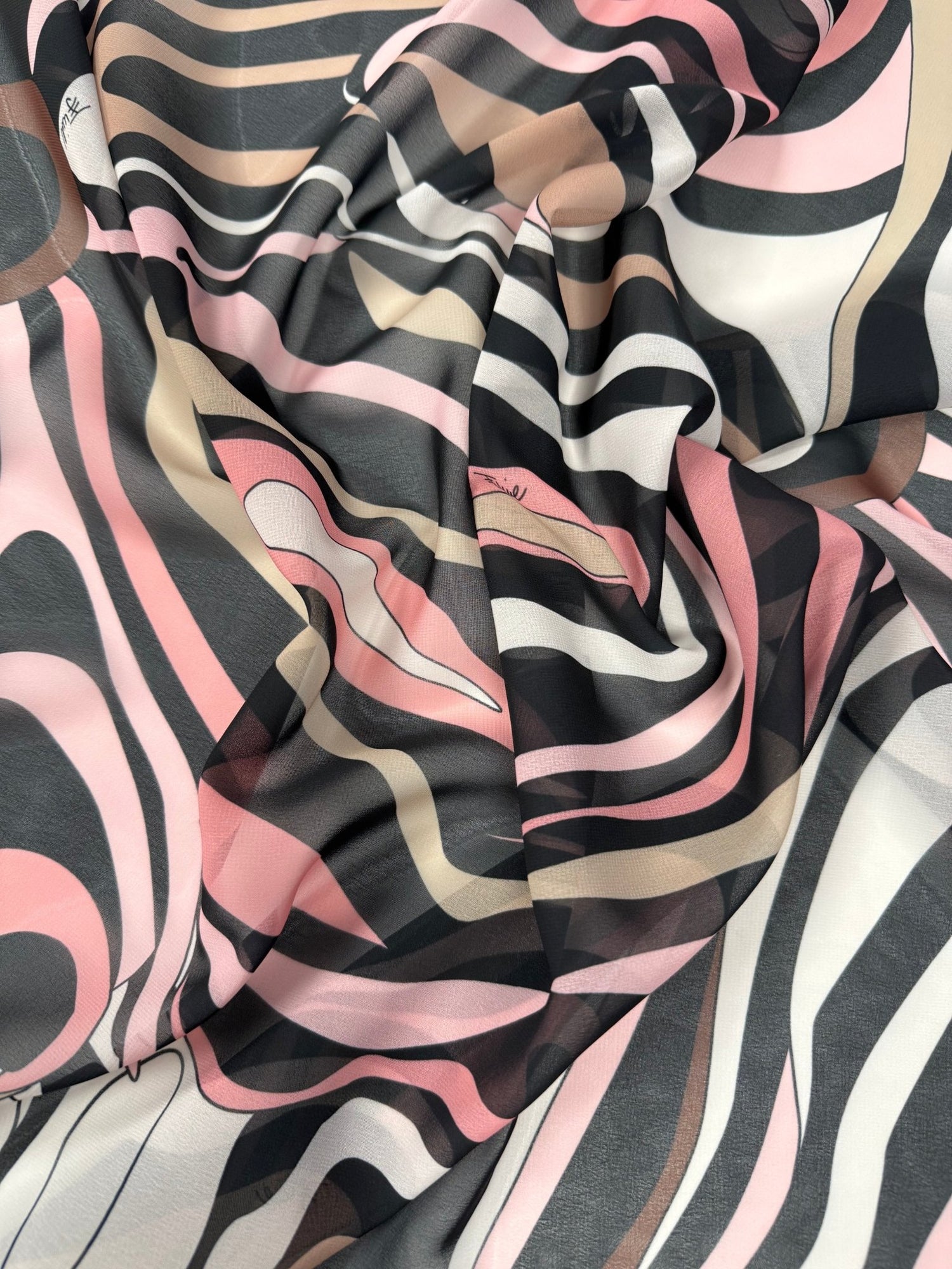 Pink Wave Chiffon Fabric by the Metre - Whotex Fabrics London