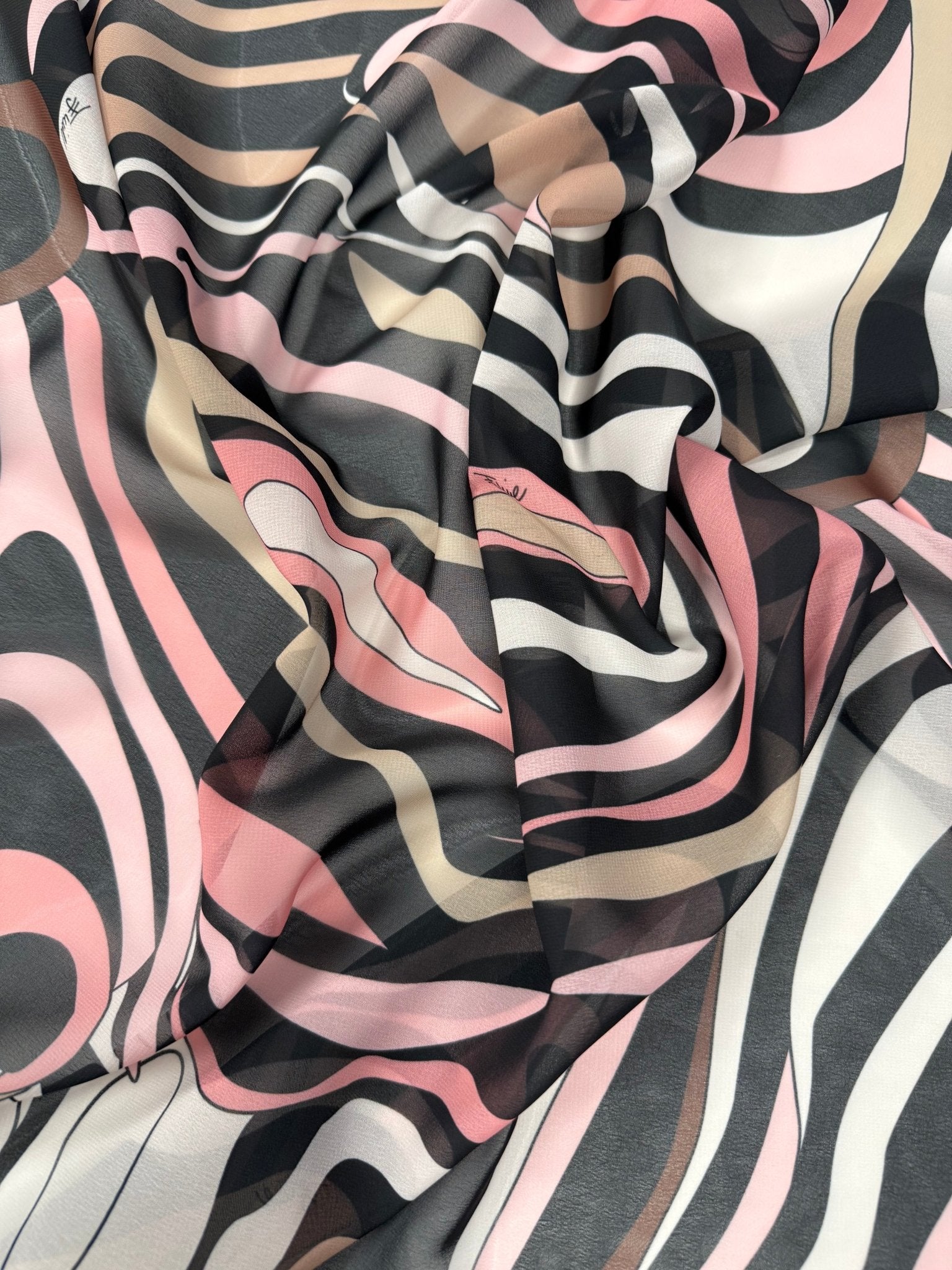 Pink Wave Chiffon Fabric by the Metre - Whotex Fabrics London