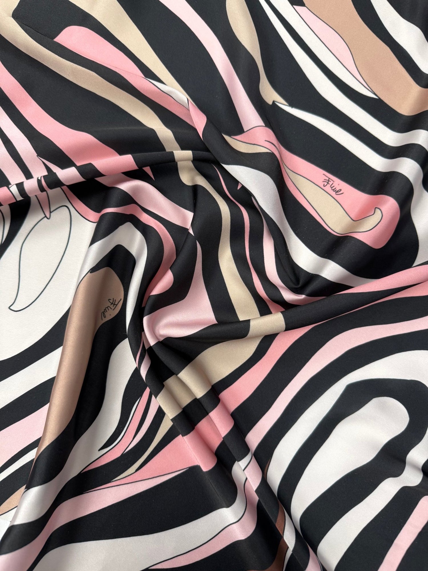 Pink Wave Satin Fabric by the Metre - Whotex Fabrics London