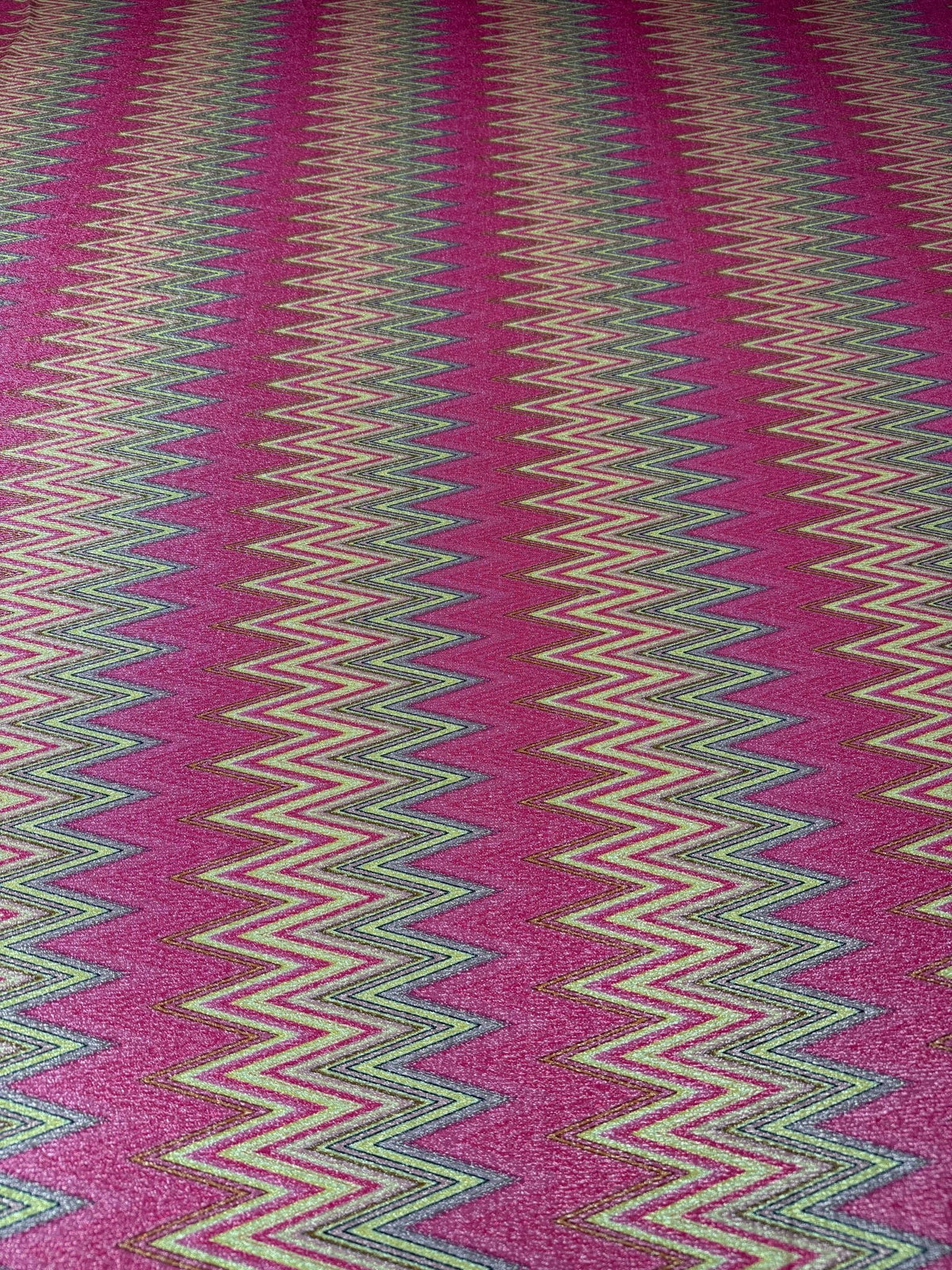 Pink Zigzag Knit Fabric - Lurex 4 - Way Stretch Fabric - Whotex Fabrics London