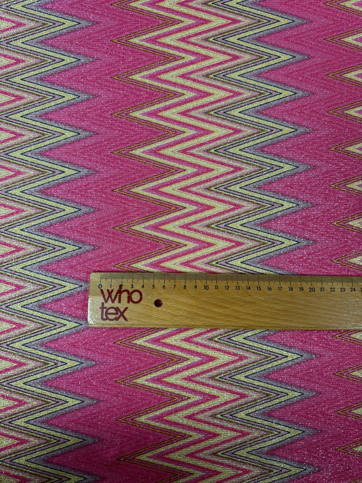 Pink Zigzag Knit Fabric - Lurex 4 - Way Stretch Fabric - Whotex Fabrics London