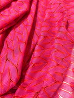 Pink Zigzag Knit Jersey fabric, luxury fabric, italian Fabric, dress, swimwear, pareo, shirt, craft, blouse, Pink White color Chevron Fabric - Whotex Online Fabric Store