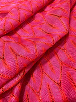 Pink Zigzag Knit Jersey fabric, luxury fabric, italian Fabric, dress, swimwear, pareo, shirt, craft, blouse, Pink White color Chevron Fabric - Whotex Online Fabric Store