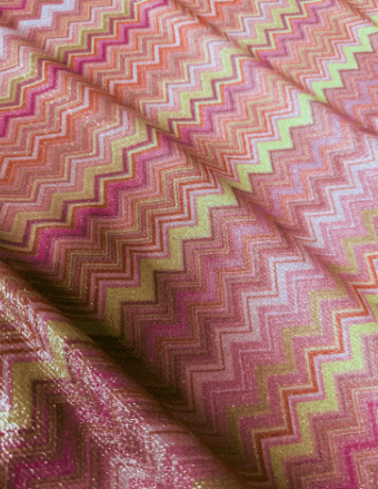 Pink Zigzag Knit Lurex Fabric - Whotex Fabrics London