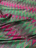 Pink Zigzag Pattern Knit Fabric, Lurex Fabric, 4 - Way Stretch - Whotex Online Fabric Store