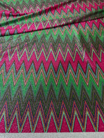 Pink Zigzag Pattern Knit Fabric, Lurex Fabric, 4 - Way Stretch - Whotex Online Fabric Store